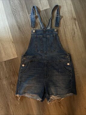 No Boundaries Blue Denim Short Overalls